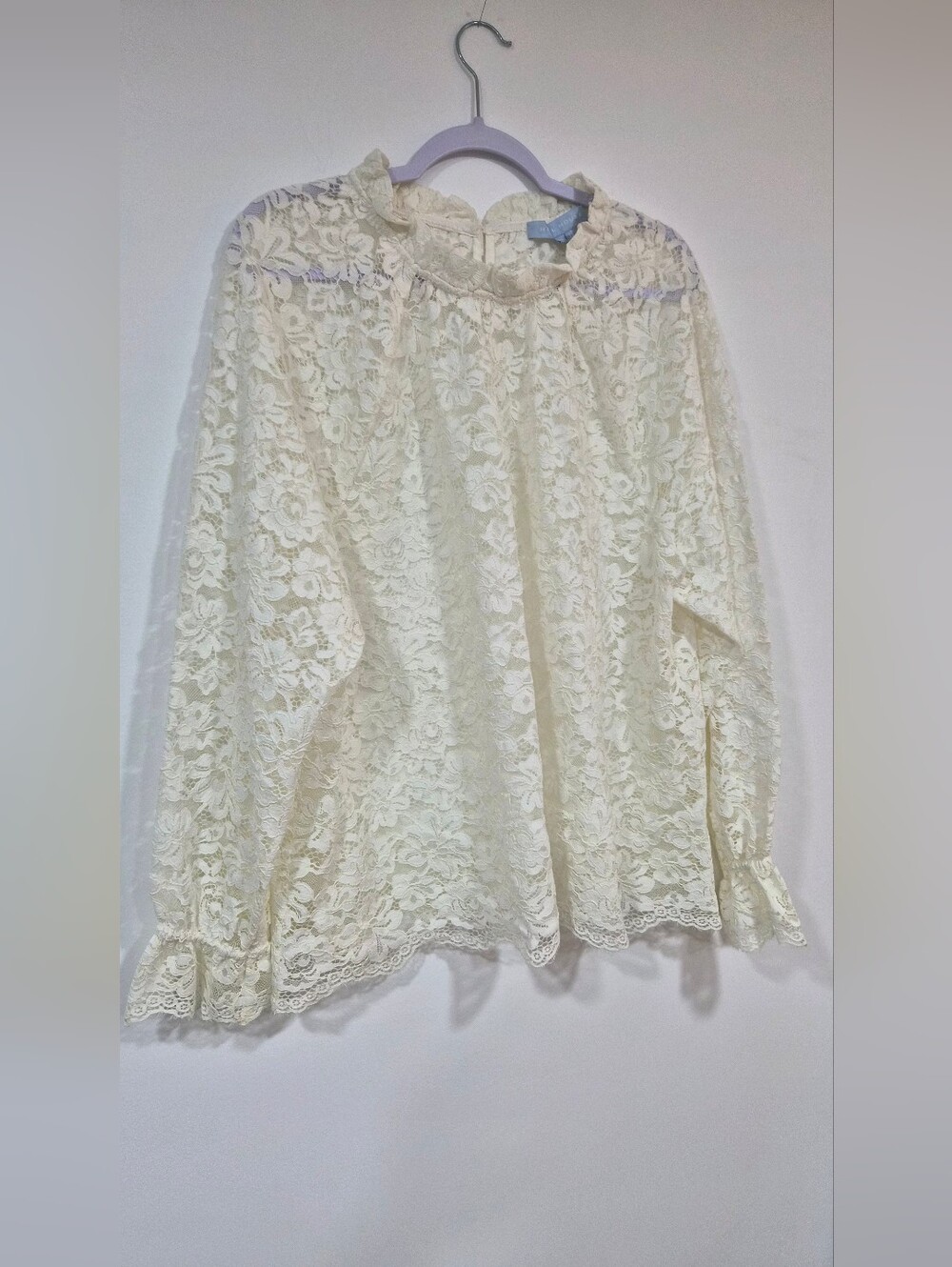 Hill House Cream Floral Lace Ruffled Blouse - Size XXL